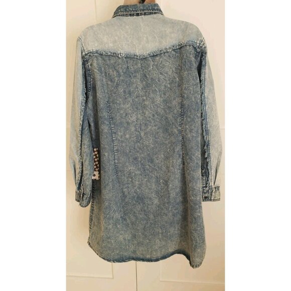 NWT G.KALE DENIM COLOR BUTTON FRONT CLOSURE TUNIC DRESS XLARGE PETITE - Picture 5 of 9